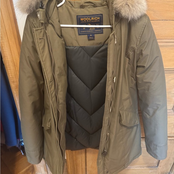 Woolrich Olive Parka with Fur Trim - Picture 3 of 5